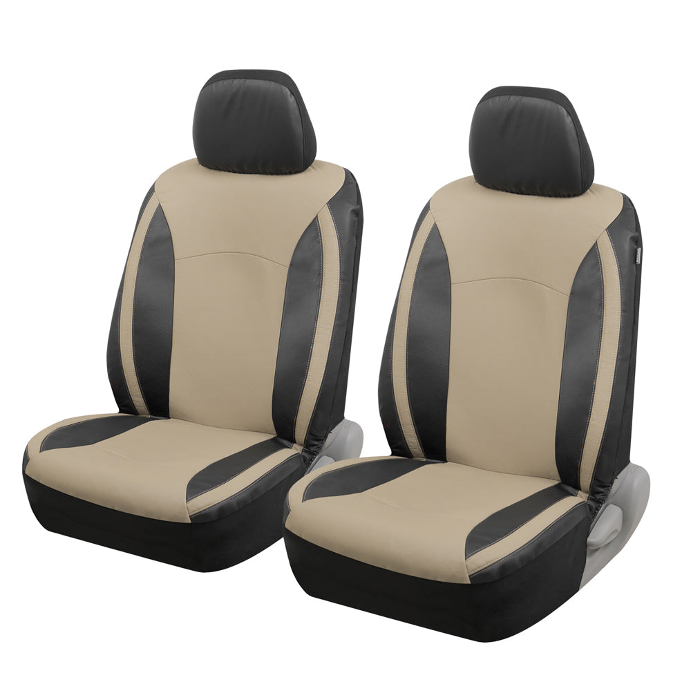 MotorTrend 2-Pack Premium Faux Leather Two-Tone Front Seat Covers