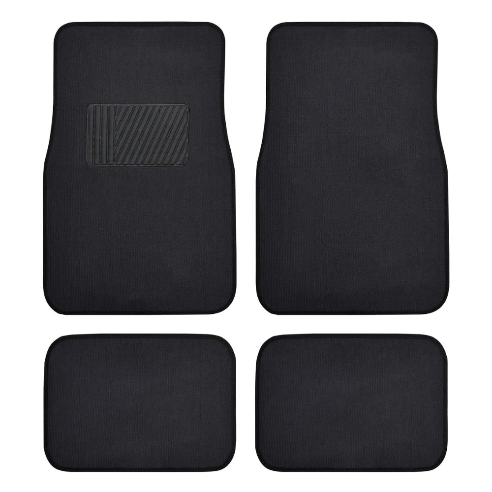 BDK 4-Piece Premium Carpet Non-Slip Heel Pad Front Floor Mats and Rear Floor Mats